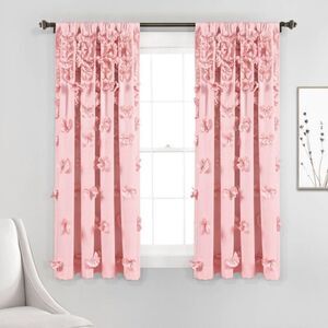 Open Box - Lush Decor - 63"x54" Riley Sheer Window Curtain Panel Pink - Lu Pink